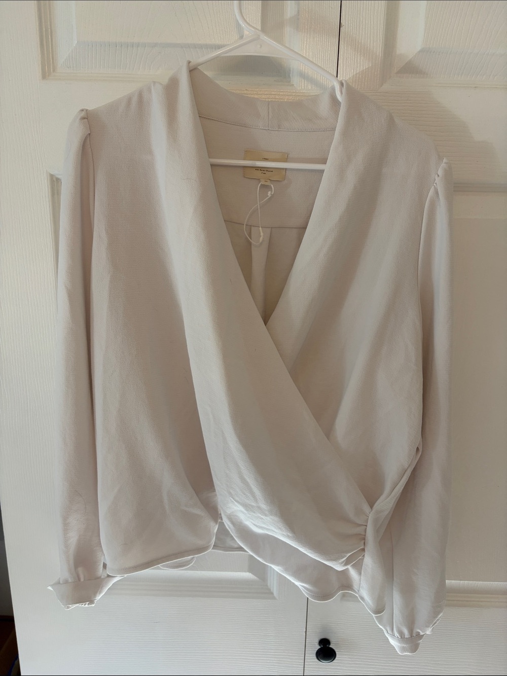 Sézane Cream Wrap-Front Blouse